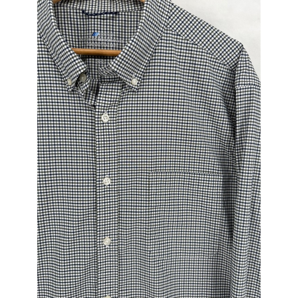 Vineyard Vines On-The-Go Performance Gingham Shirt XL Navy Green Brrr Cooling